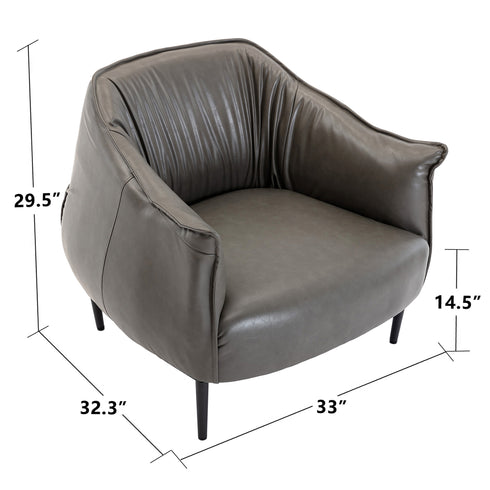 Kadar Leather Barrel Chair-Grey Modern Leather Chair | Accent Chairs | Kinwell Furniture | Barrel Chairs